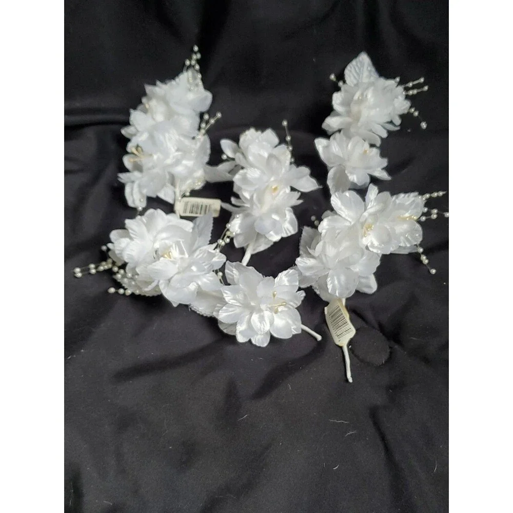 Wedding Floral Bundle Of 32 Pieces/white/Ivory/Iridescent/Picks/Stems/Flower/Lot